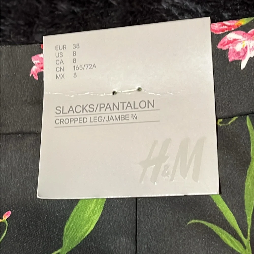 NWT H&M Floral Print Cropped Leg Dress Slacks - Size 8 - Picture 3 of 7